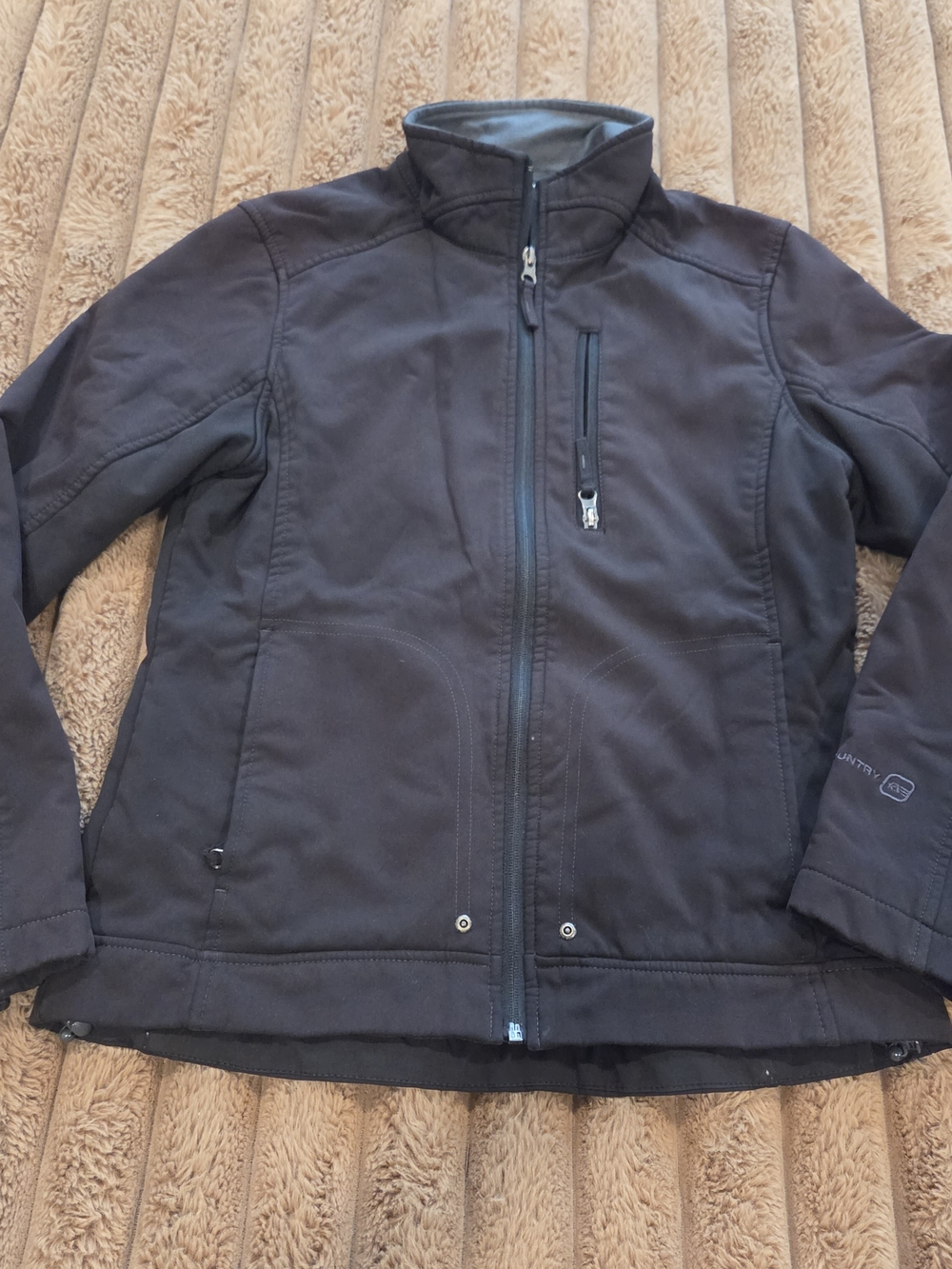Free Country Jacket Womens Small Black Full Zip Pockets Lined